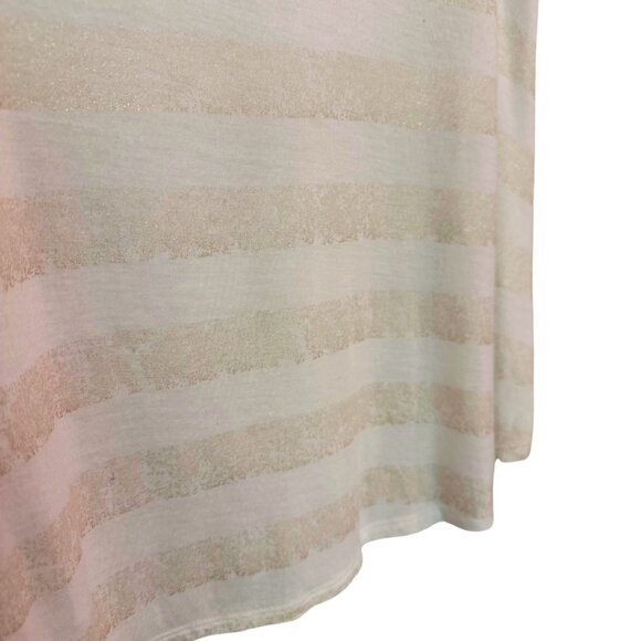 Jennifer Lopez White & Gold Sheer Stripe Modal Tee – Size L - Picture 6 of 7